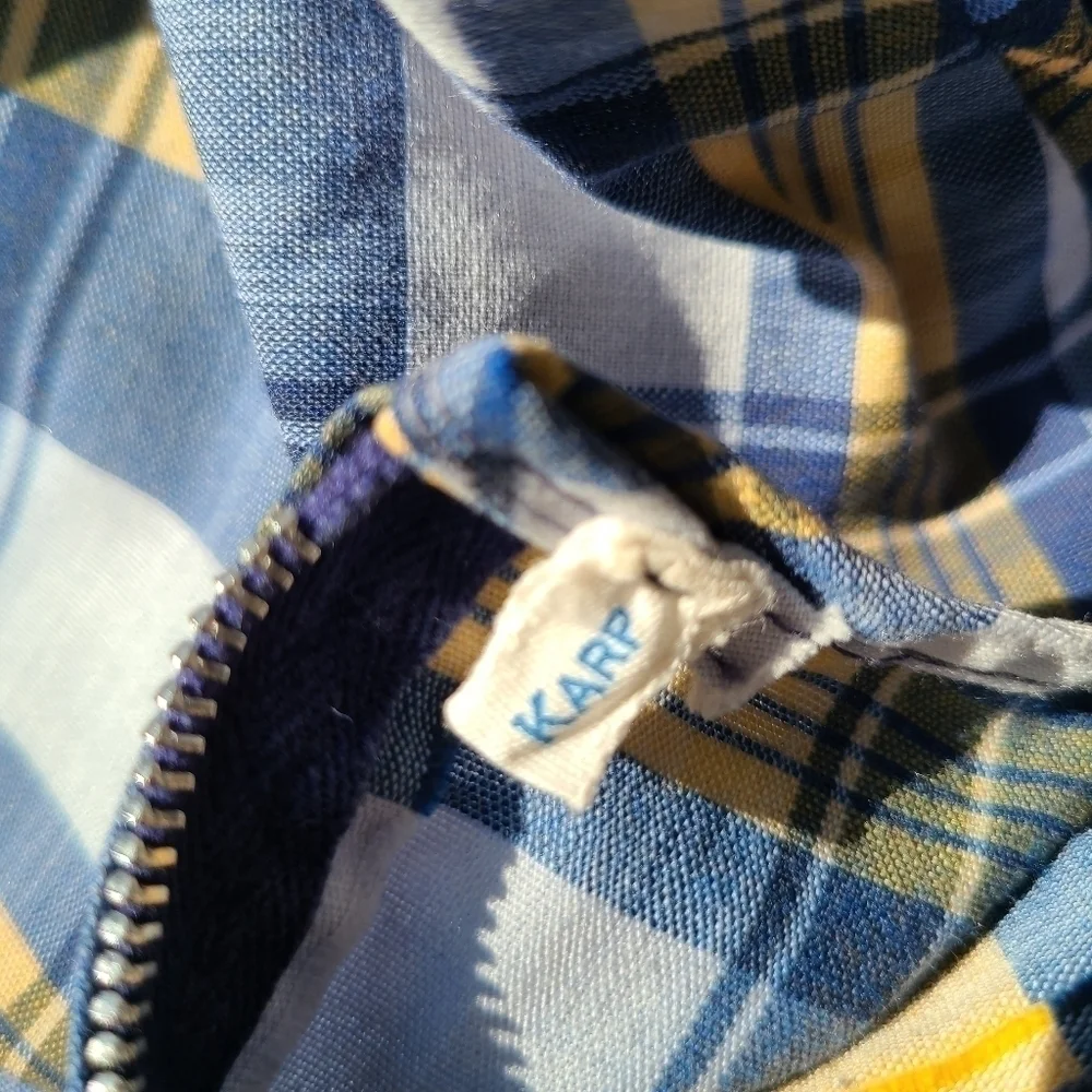Karp Kid's Plaid Dress, Smocking, Blue And Yellow, Size 12 Kids